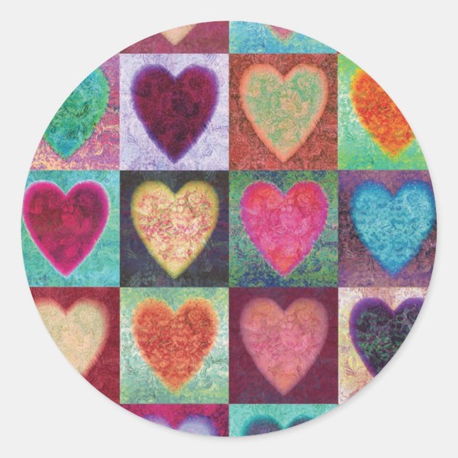 Heart Art Tiles Classic Round Sticker (Front)