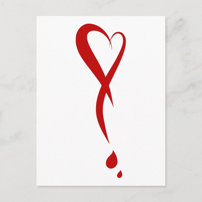 Heart as exclamation mark, bleeding heart postcard (Front)