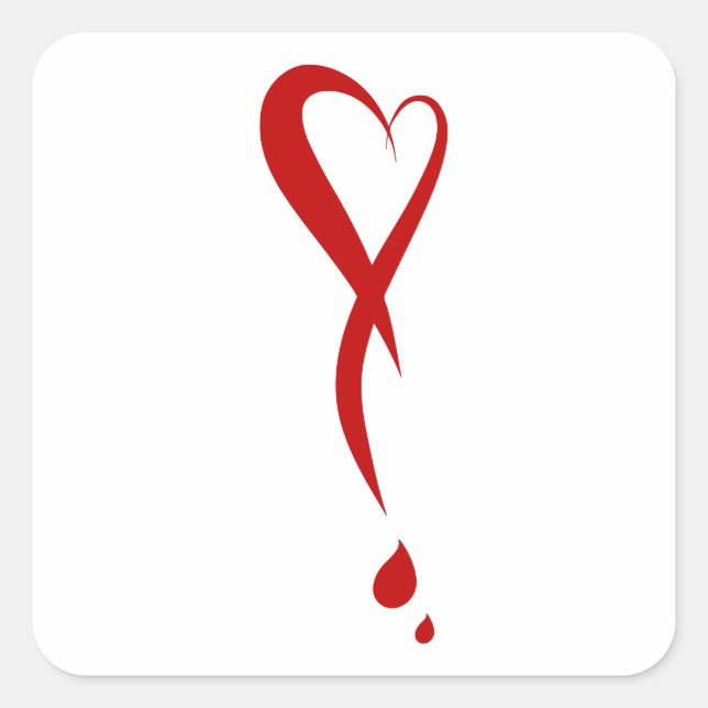 Heart as exclamation mark, bleeding heart square sticker (Front)