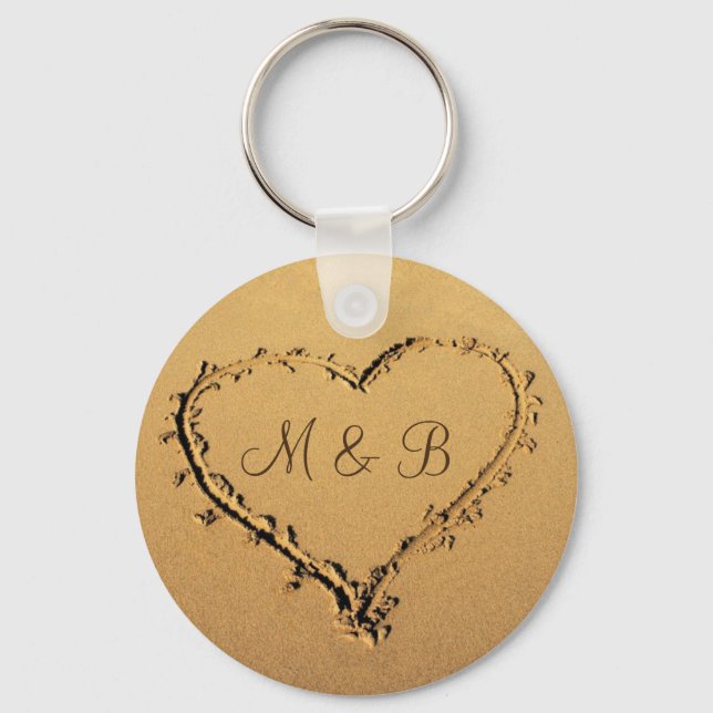 Heart at the Beach Personalised Monograms Key Ring (Front)