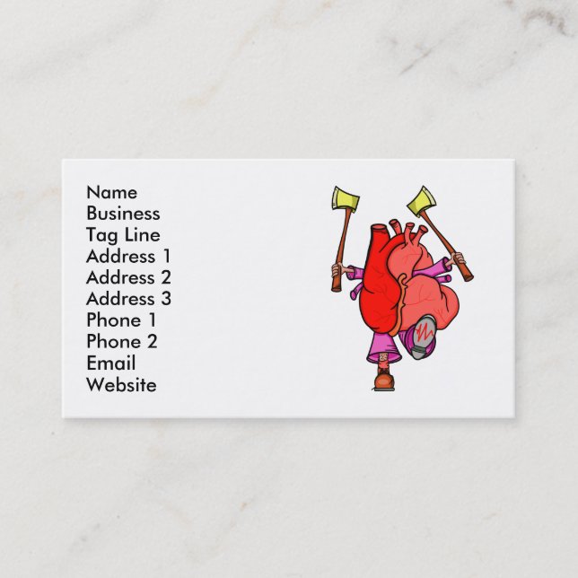 Heart Attack Funny Cartoon Business Card (Front)