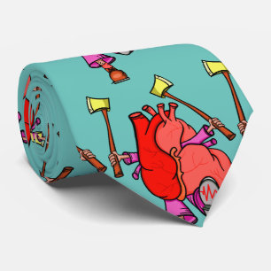 Heart Attack Funny Surreal Cartoon Tie