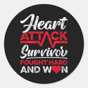 Heart Attack Survivor Faught Hard And Won Red Ribb Classic Round Sticker