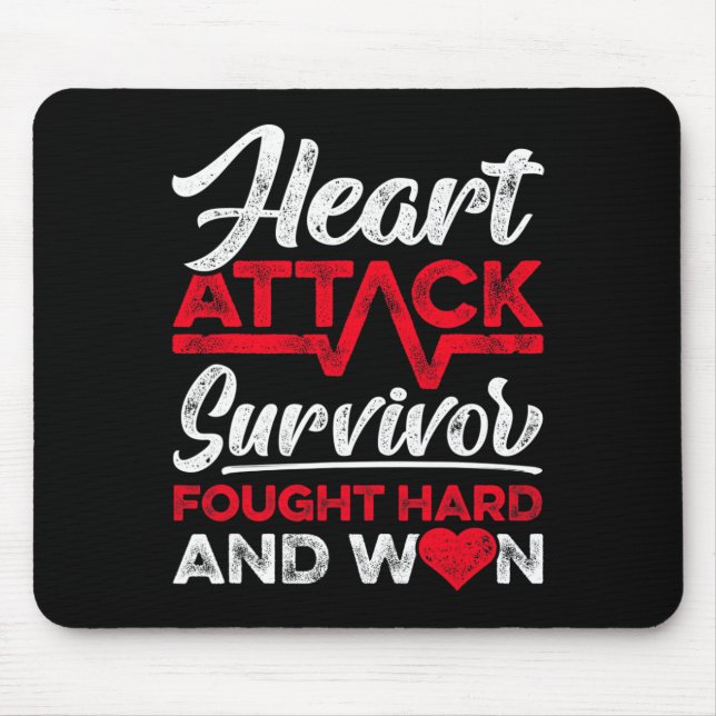 Heart Attack Survivor Faught Hard And Won Red Ribb Mouse Pad (Front)