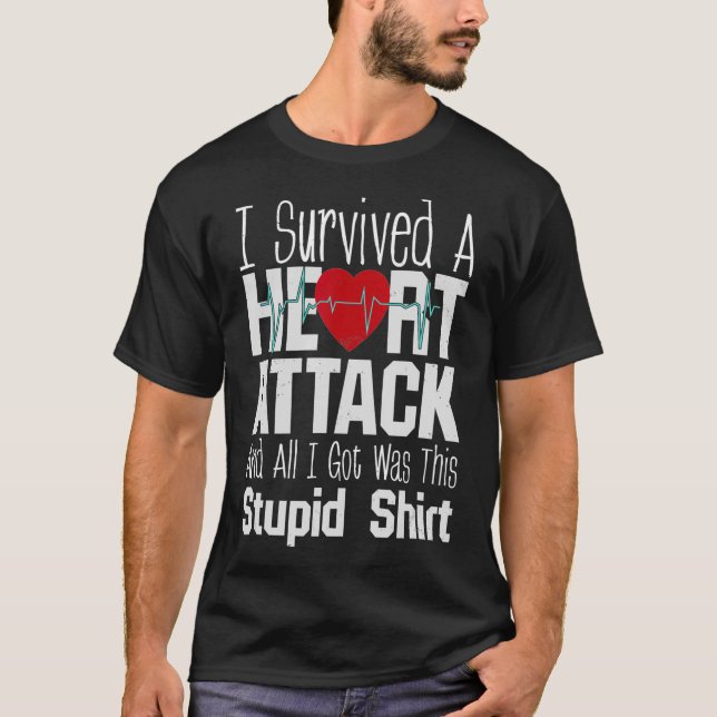 Heart Attack Survivor T-Shirt Red Art Heartbeat Su (Front)
