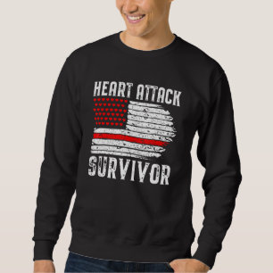 Heart Attack Survivor Vintage American Flag Red Sweatshirt