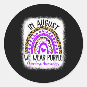 Heart August We Wear Purple Overdose Awareness Fun Classic Round Sticker
