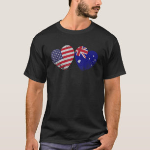 Heart Australian American Flag Patriotic Family He T-Shirt