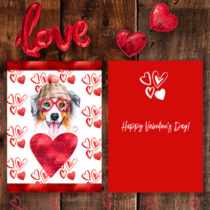 Heart Australian Shepherd Dog Lover Valentine Gift Holiday Card