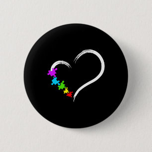 Heart Autism Awareness Love Puzzle Simple Idea Aut 6 Cm Round Badge