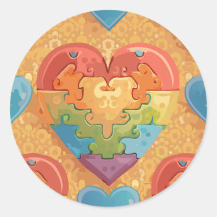 Heart autism classic round sticker