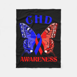 Heart Awareness Superhero Chd Awareness Butterfly Fleece Blanket