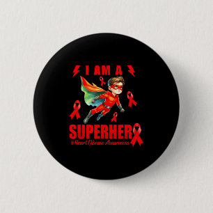 Heart Awareness Superhero Chd Awareness Heart Warr 6 Cm Round Badge