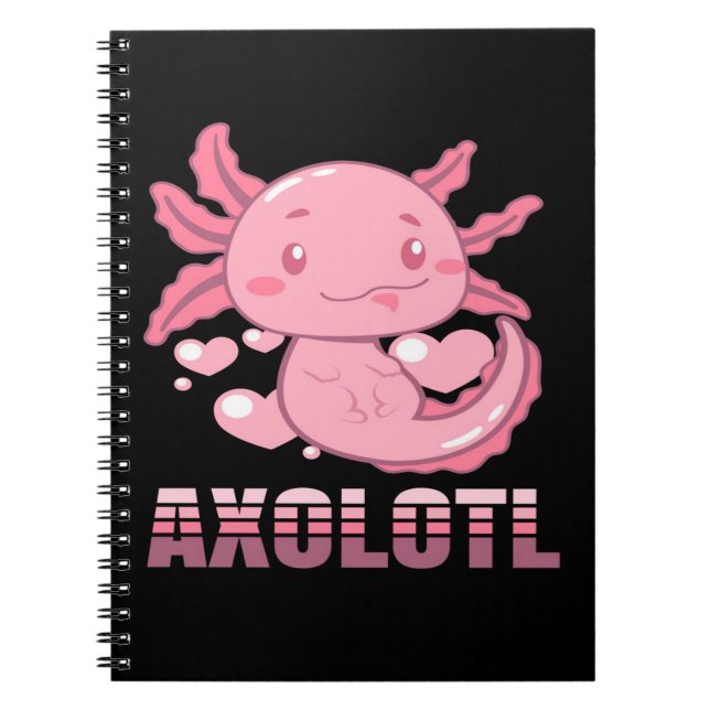 Heart Axolotl | Cute cartoon Axolotl Notebook (Front)