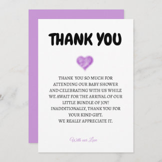 Heart Baby Shower Thank You Card