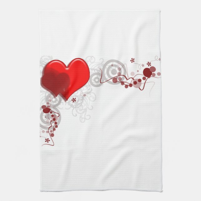 Heart Background Kitchen Towel (Vertical)