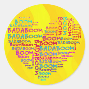 Heart Badaboom yellow waves Classic Round Sticker