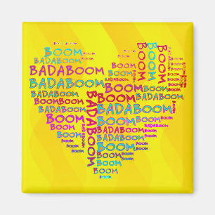 Heart Badaboom yellow waves Magnet