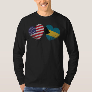 Heart Bahamian American Flag Patriotic Family Heri T-Shirt
