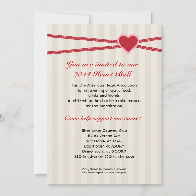 Heart Ball Fundraiser Event Invitation (Front)