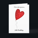 Heart Balloon 50th or Any Year Birthday Greeting Card<br><div class="desc">Simple, heartfelt birthday sentiment for a special person or people in your life. Family and friends will love getting this personalised card. How thoughtful of you! A floating red heart balloon filled with happy, happy, HAPPY wishes for the birthday guy or gal. Add his or her age if they are...</div>