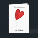 Heart Balloon 50th or Any Year Birthday Greeting Card<br><div class="desc">Simple, heartfelt birthday sentiment for a special person or people in your life. Family and friends will love getting this personalised card. How thoughtful of you! A floating red heart balloon filled with happy, happy, HAPPY wishes for the birthday guy or gal. Add his or her age if they are...</div>