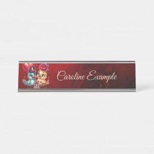 Heart Balloon and Rose Magic: A Feathered Romance, Desk Name Plate