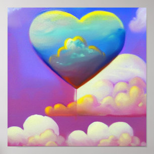 Heart Balloon at Sunset Poster