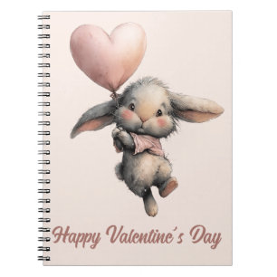 Heart Balloon Bunny for Valentines Notebook