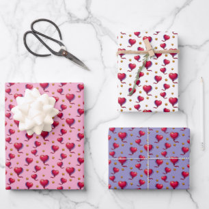 Heart Balloons and Stars Wrapping Paper Sheet