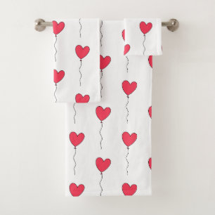 Heart Balloons Bath Towel Set
