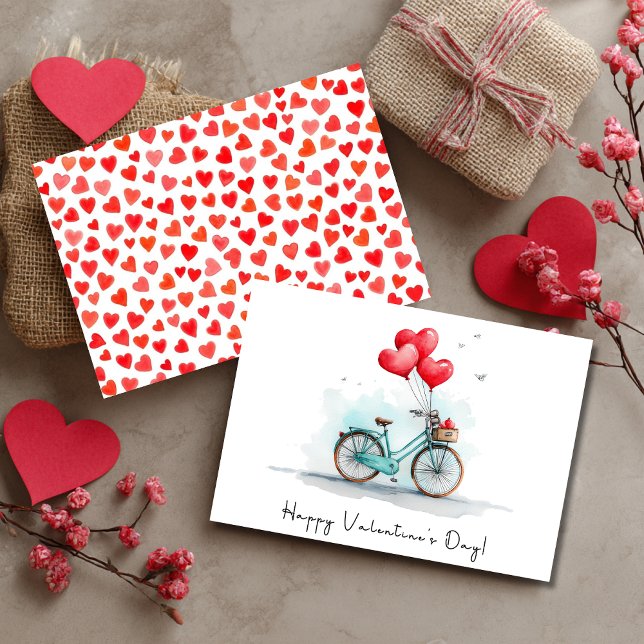 Heart Balloons & Bike Valentine's Day Holiday Card (Creator Uploaded)