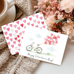 Heart Balloons & Bikes Valentine's Day Holiday Card