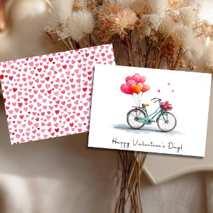 Heart Balloons & Bikes Valentine's Day Holiday Card