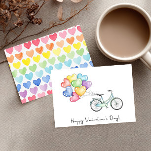 Heart Balloons & Bikes Valentine's Day Holiday Card