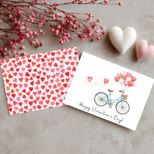 Heart Balloons & Bikes Valentine's Day Holiday Card