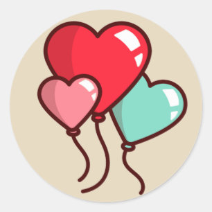 Heart Balloons Classic Round Sticker