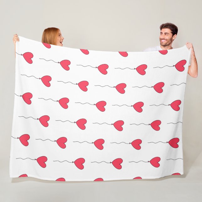 Heart Balloons Fleece Blanket (In Situ)