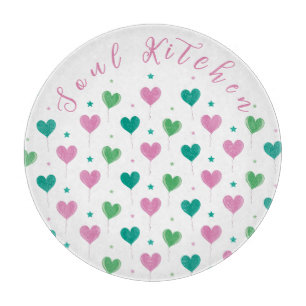 Heart Balloons Green Pink Star Pattern Cute Cutting Board