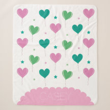 Heart Balloons Green Pink Star Pattern Cute