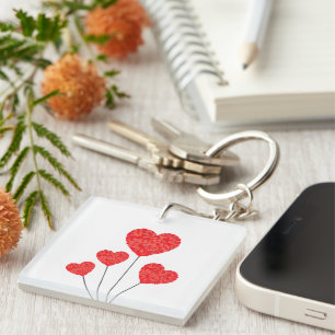 Heart Balloons Illustration Design Key Ring