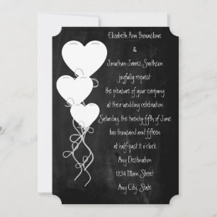 Heart Balloons on a Chalkboard Wedding Invitation