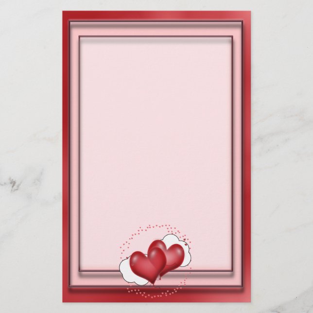 Heart Balloons With Little Hearts Stationery (Front)