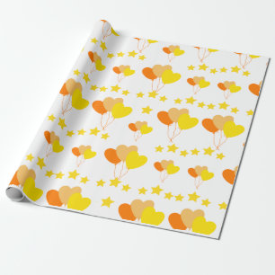 heart balloons with stars wrapping paper