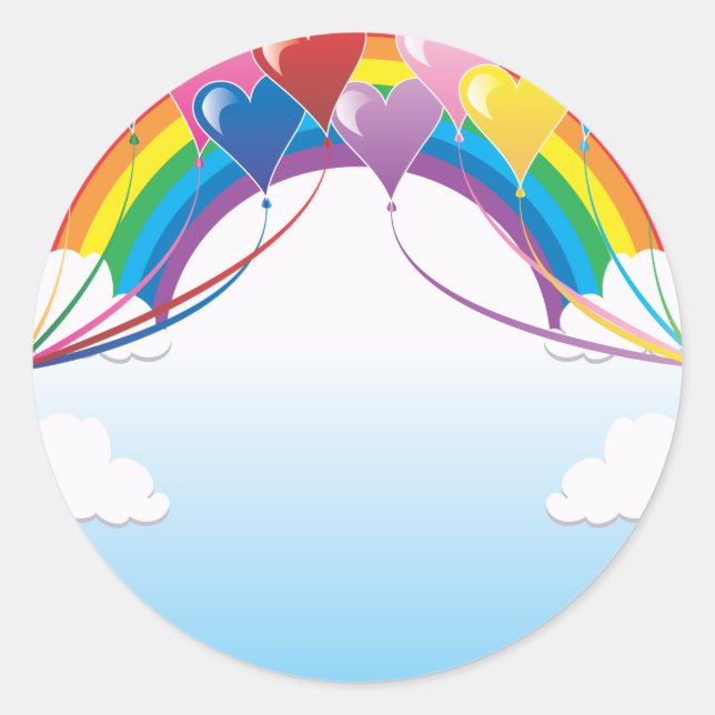 Heart Baloon Background Classic Round Sticker (Front)