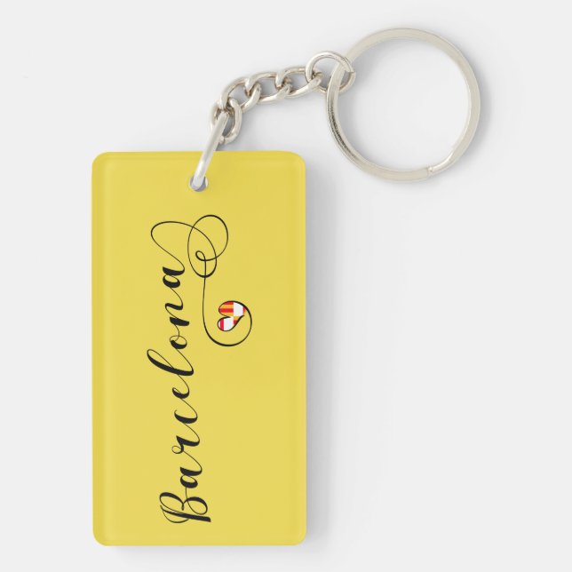 Heart Barcelona Keyring, Catelonia Key Ring (Back)
