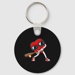 Heart Baseball Valentines Day Fun Boys Girls Kids  Key Ring