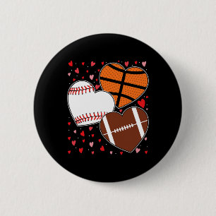 Heart Basketball Baseball Football Boys Men's Vale 6 Cm Round Badge