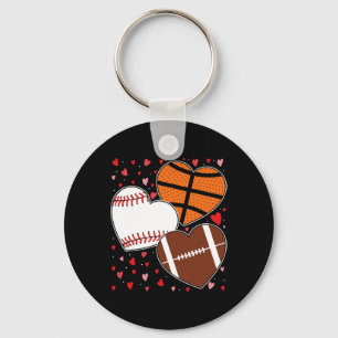 Heart Basketball Baseball Football Boys Men's Vale Key Ring