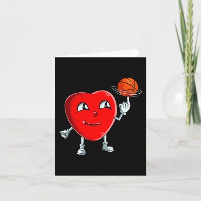 Heart Basketball Player Valentines Day Cute Sports Card (Front)